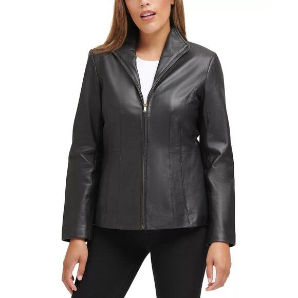 Cole Haan Jackets & Blazers - Cole Haan Leather Stand Collar Jacket Medium NWT